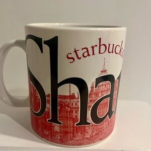 2004 Shanghai Starbucks Red and White City Mug